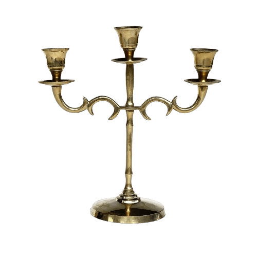 BRASS 3 STICKS ANTIQUE CANDLEBRA HOLDER